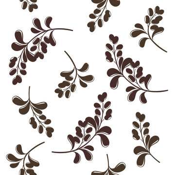 Silhouette of barberry. Trendy pattern with barberry branch. Flat vector contour illustration.