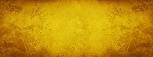 Abstract yellow watercolor painted paper texture background banner..