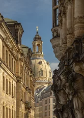 Zelfklevend Fotobehang Fürstenzug und Frauenkirche, Dresdener Altstadt © Michael