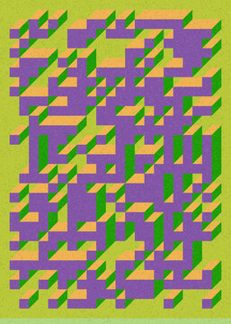 Implementation of Edward Zajec&rsquo;s &ldquo;Il Cubo&rdquo; from 1971. Essentially a Truchet tile set of 8 tiles and rules for placement art illustration