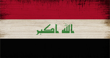 IRAQ flag insoled on wood texture with rectangular frame vintage. - obrazy, fototapety, plakaty