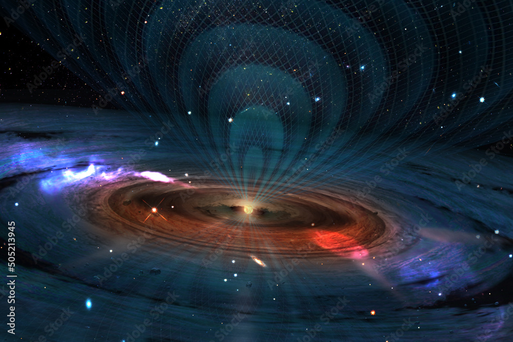 Canvas Prints mysterious black hole, energy grid interlaced in distant space. sci fi background. elements of this 