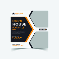 Real estate home social media post or square banner template design