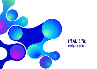 Colored gradient bubbles and rounded geometric shapes, fluid on white. Geometric minimal abstract background for wallpaper, banner, background, landing page. Vector