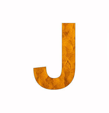 Letter J on turmeric background - Uppercase alphabet
