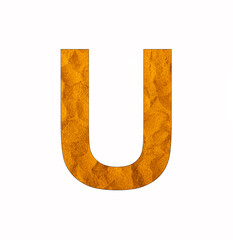 Letter U on turmeric background - Uppercase alphabet