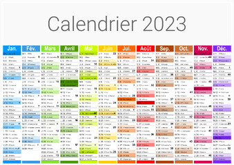 Calendrier 2023 Format A3 - pour entreprise avec logo sur 12 mois - multicaque - modifiable - obrazy, fototapety, plakaty