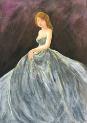 Gordijnen watercolor painting. fantasy female portrait. illustration.  © Anna Ismagilova