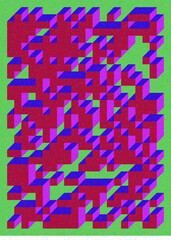 Implementation of Edward Zajec’s “Il Cubo” from 1971. Essentially a Truchet tile set of 8 tiles and rules for placement art illustration