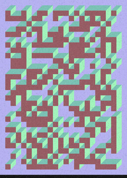 Implementation of Edward Zajec&rsquo;s &ldquo;Il Cubo&rdquo; from 1971. Essentially a Truchet tile set of 8 tiles and rules for placement art illustration