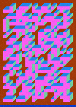 Implementation of Edward Zajec&rsquo;s &ldquo;Il Cubo&rdquo; from 1971. Essentially a Truchet tile set of 8 tiles and rules for placement art illustration