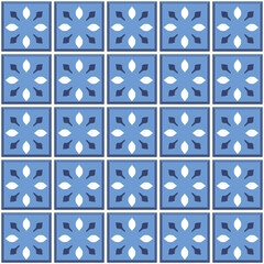 Vector. Seamless mediterranean geometric folk pattern. Talavera template. Portuguese azulejo. Simple wall ceramic tile. Moroccan mosaic. Spanish porcelain. Tiles for the bathroom, kitchen, pool.