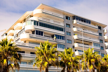 Cape Town, South Africa - May 12, 2022: Art Deco Apartment building on Sea Point promenade