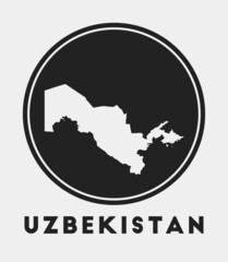 Uzbekistan icon. Round logo with country map and title. Stylish Uzbekistan badge with map. Vector illustration.