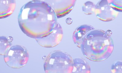 Abstract glass bubbles composition. 3d rendering.