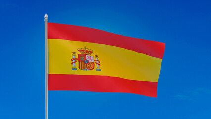 3d illustration, flag of spain, blue background 3d rendering