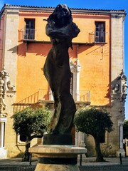sculpture of lola flores, famous spanish singer of the 20th century in the middle of a square in jerez de la frontera