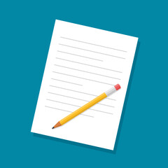paper and pencil flat vector illustration 