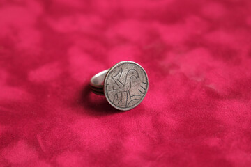 Seal Ring XIV th century. Silver Ring-seal depicting a bird
