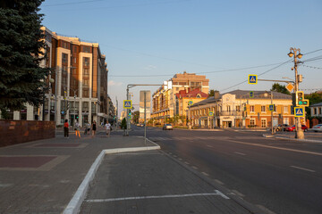Fototapeta na wymiar View of Grazhdanskiy Avenue in the center of Belgorod