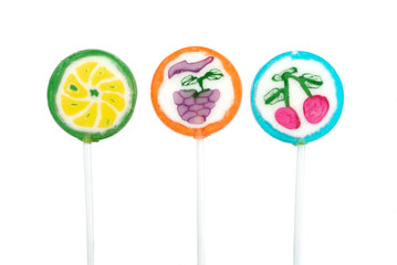 homemade fruit lollipop isolated on the white background