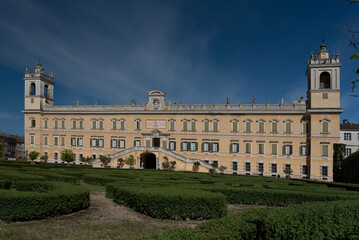 Royal Palace of Colorno, Grand Duchy of Parma. view of the palace and gardens in typical sunny day...