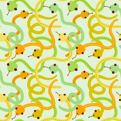 Fototapeta na wymiar Cartoon seamless snakes pattern for textiles and packaging and gifts and cards and linens and kids and wrapping paper