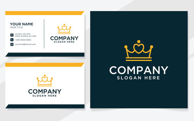 Obraz premium Heart crown logo suitable for company with business card template