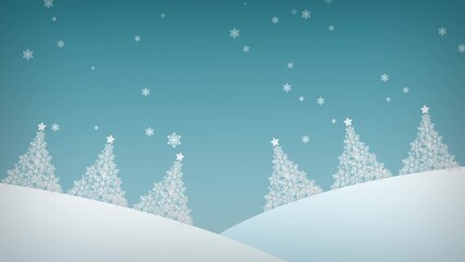 Merry Christmas and Happy New Year concept. Winter snowfall on a blue background. 3d rendering