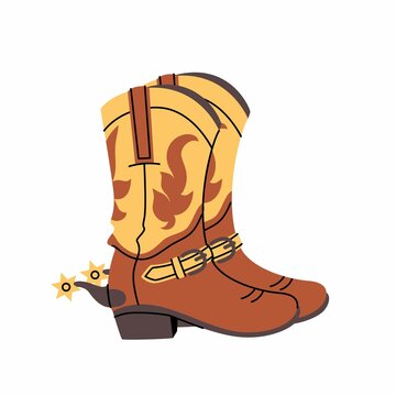 brown cowboy boots with yellow accents clip art preview