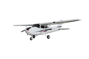 Light aircraft on a white background. A small tourist plane on an isolated white background. side...