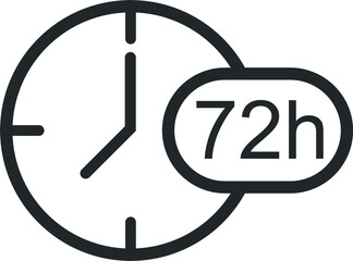 72 hour timer icon, clock icon vector