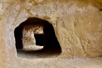 crete Matala caves in sandstone