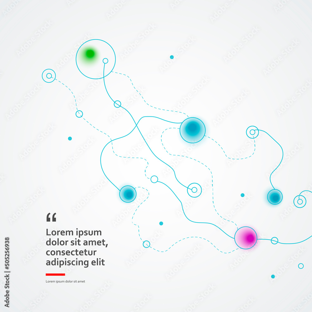 Leinwandbilder Abstract graphic design with connection background. Vector color illustration structure. Smooth wavy lines