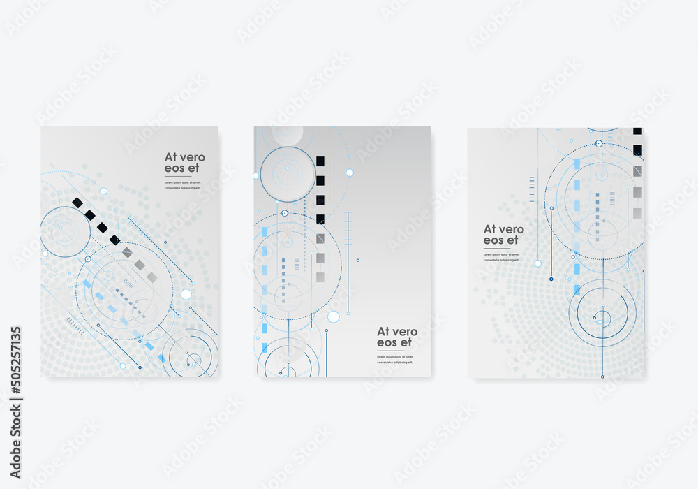 Poster tech dynamic futuristic concept. circles and lines and squares digital technology background. vector
