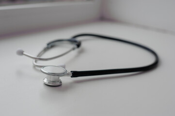 Stethoscope on a white background. Medical stethoscope on white background isolate