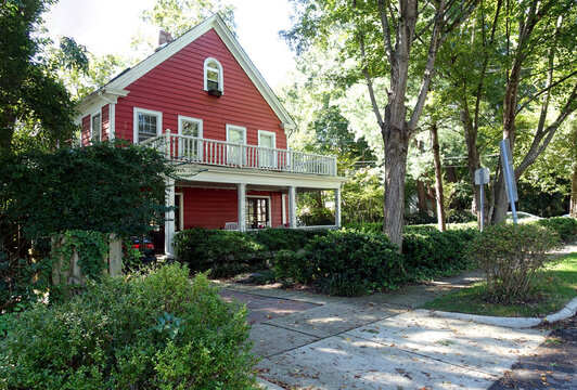 Red Cottage House in a Raleigh, North Carolina Neighborhood