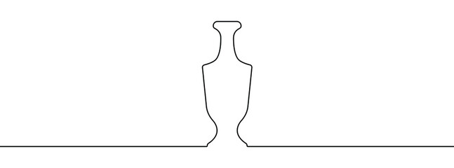 Continuous line drawing of vase. One line drawing background. Vector illustration. Linear drawing of a vase