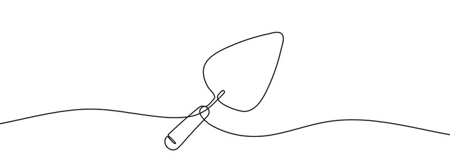 Continuous line drawing of trowel. Trowel linear icon. One line drawing background. Vector illustration. Trowel continuous line icon.