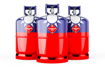 Taiwanese flag painted on the propane cylinders with compressed gas, 3D rendering