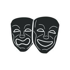 Theater Masks Illustration Clip Art Design Shape. Culture Silhouette Icon Vector.