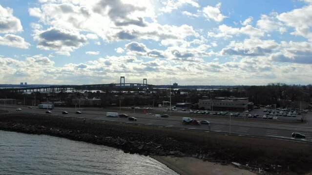 Distant Aerial View of the Whitestone Bridge Locus Point in the Bronx - Pt. 1