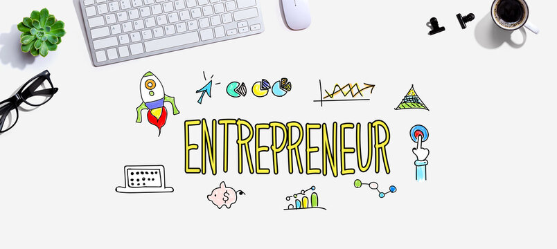 Entrepreneur theme with a computer keyboard and a mouse