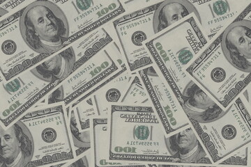3d rendering illustration of a pile of 100 USD bills