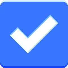 Square-shaped blue check mark button