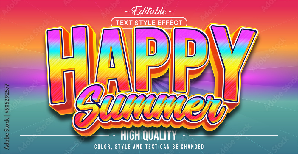Poster editable text style effect - happy summer text style theme.