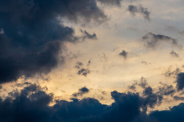 Texture of bright evening sky during sunset