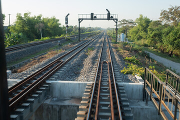 Fototapeta na wymiar railroad tracks, travel by train