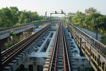 Naklejka premium railroad tracks, travel by train