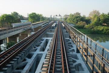 Fototapeta na wymiar railroad tracks, travel by train